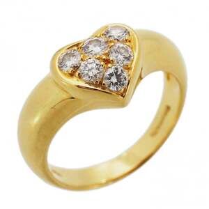 Tiffany & Co. Heart Pave Ring, 18K Yellow Gold, Diamonds, Size 10.5, Women's